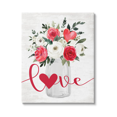 «Floral Valentine's Love Bouquet» sur toile par impression à lettres et doublée