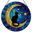 Panneau de vitrail 12 "H Moon Cat-1349617563