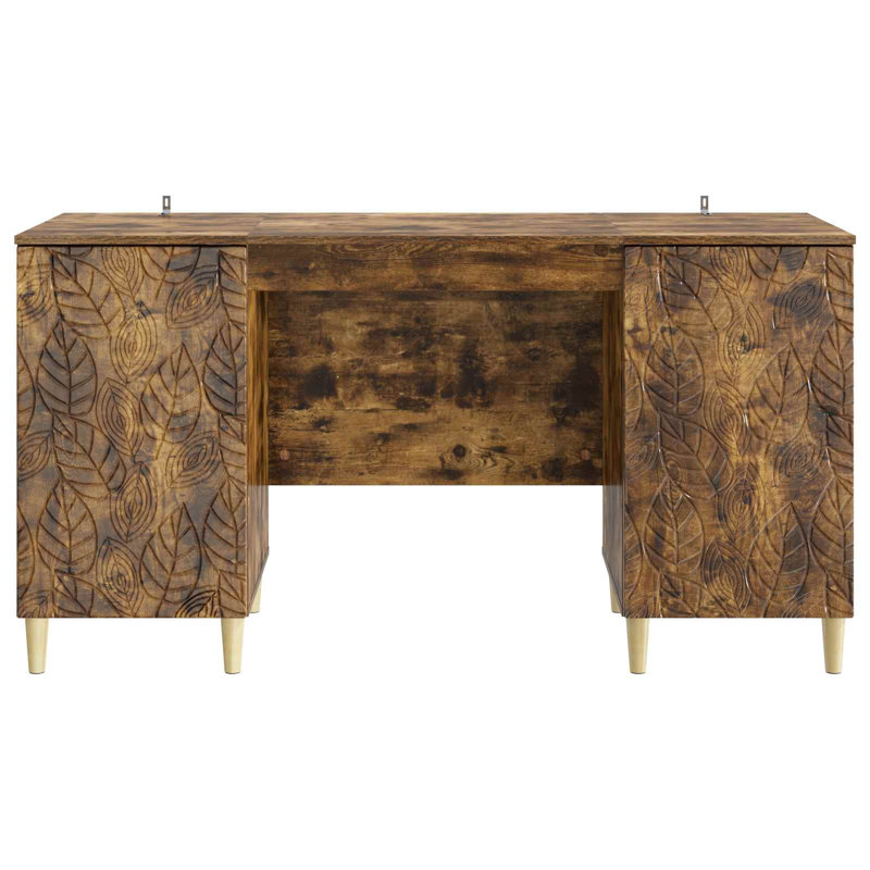 Credenza Desk, Smoked Oak