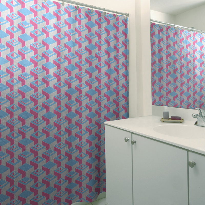 Rideau de douche simple Classic Skyscrapers, Turquoise / Rose