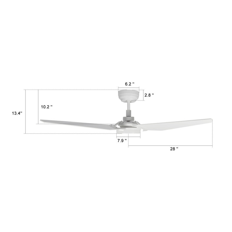 56'' Ceiling Fan with LED Lights, White