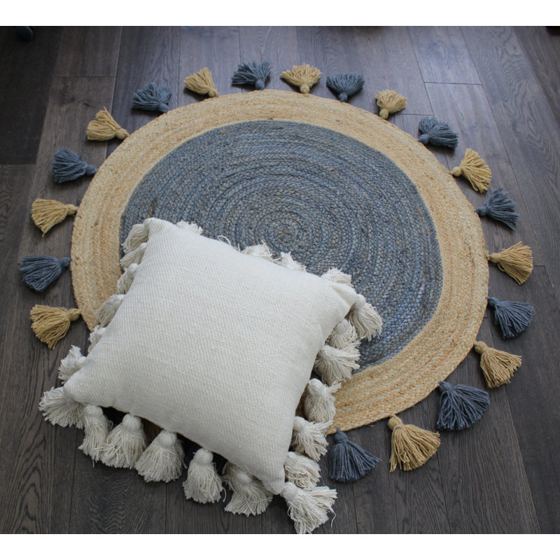 Tapis gris rond en jute naturel