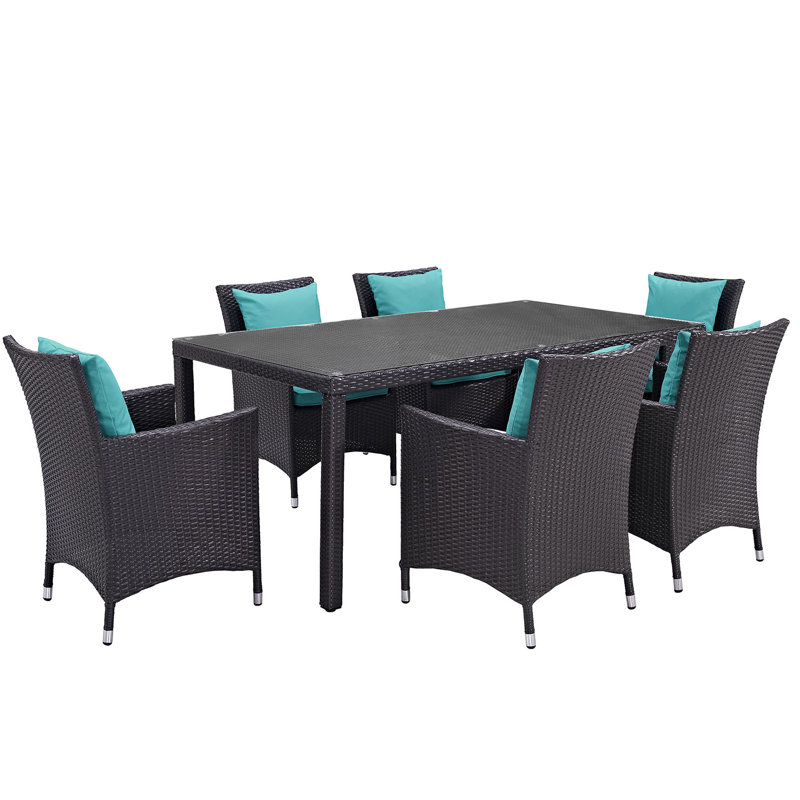 Ensemble de salle à manger 7 pièces Convene, Turquoise, 6
