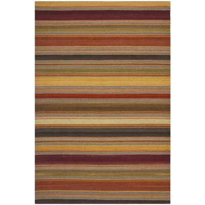 Striped Wool Hand Woven Area Rug