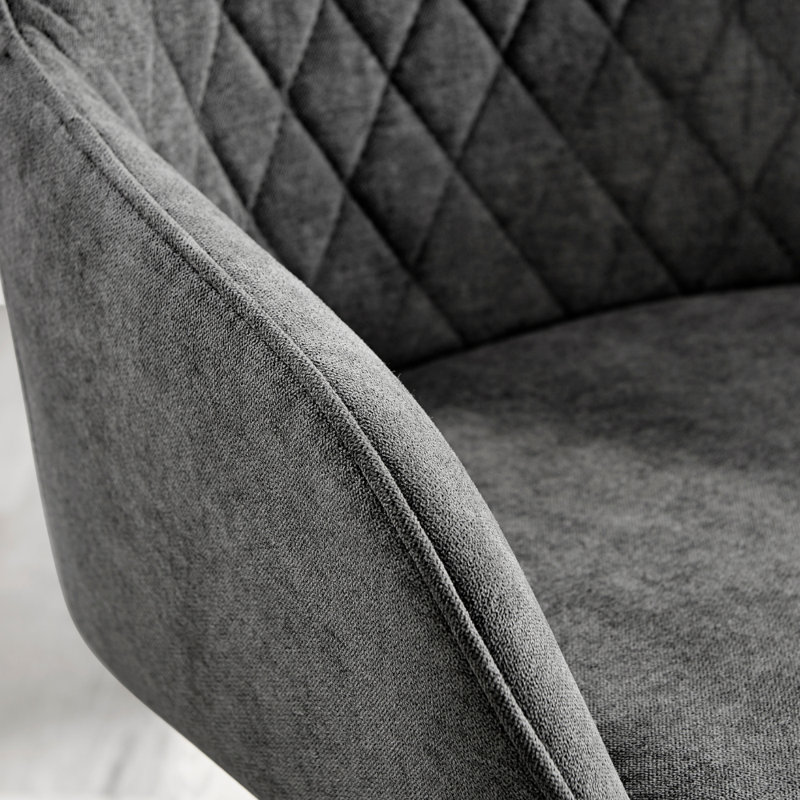 Eubanks Luxury Fabric Upholstered Dining Chair with Chrome Metal Legs - Modern Home, Silver, Dark Grey
