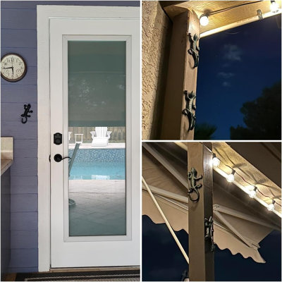 Outdoor Cast Iron Pool Towel Wall Hooks, Fun Lizard Pool Towel Holder，Cool Gecko Key Holder and Wall Decor (4 Pcs)