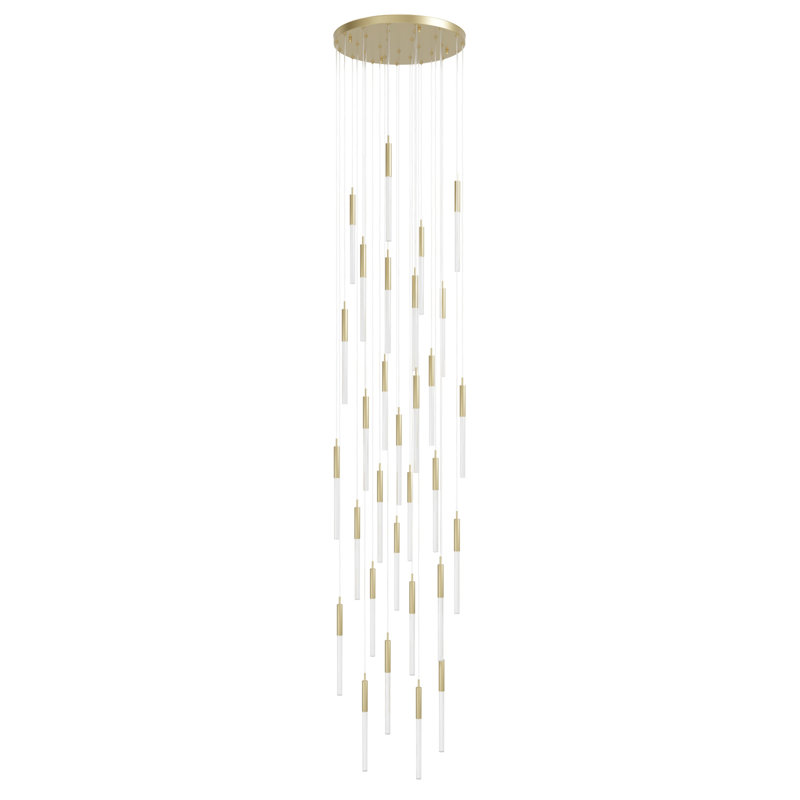 Main Street Collection 31 Light Snow Acyrlic Multi Port Pendants, Brushed Brass