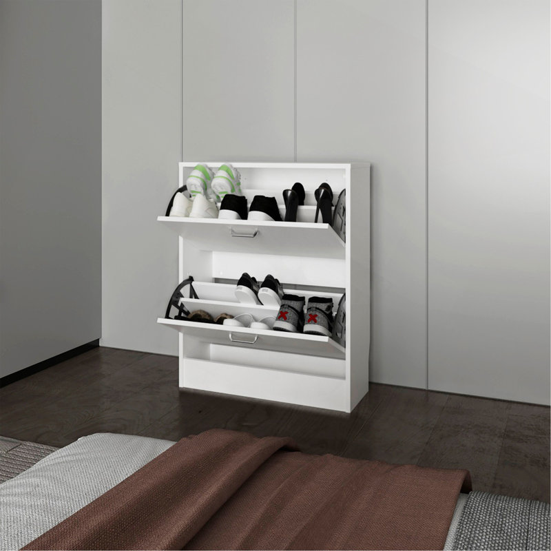 Range-chaussures avec 2 portes basculantes, Blanc