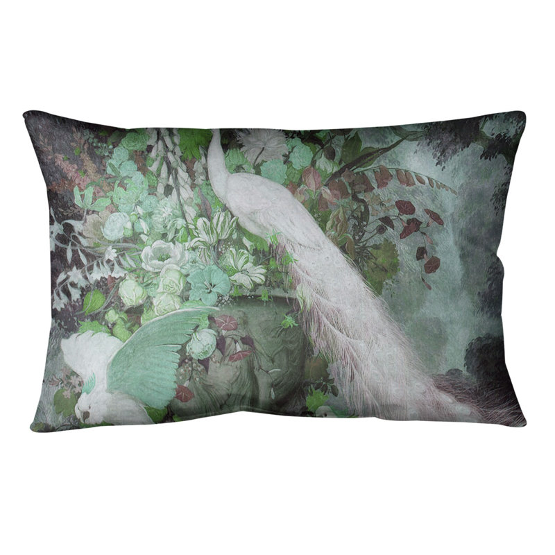 Coussin peacock, Vert, Simili suède
