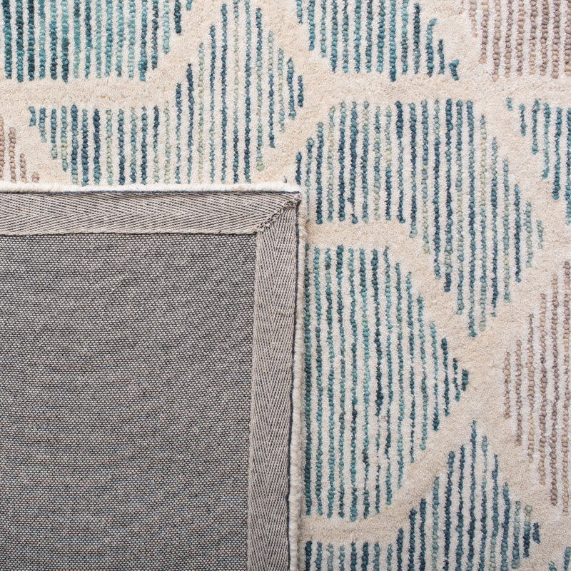 Milhouse Precious Hand Tufted Wool/Cotton Geometric Rug in Turquoise, Rectangle 9' x 12'