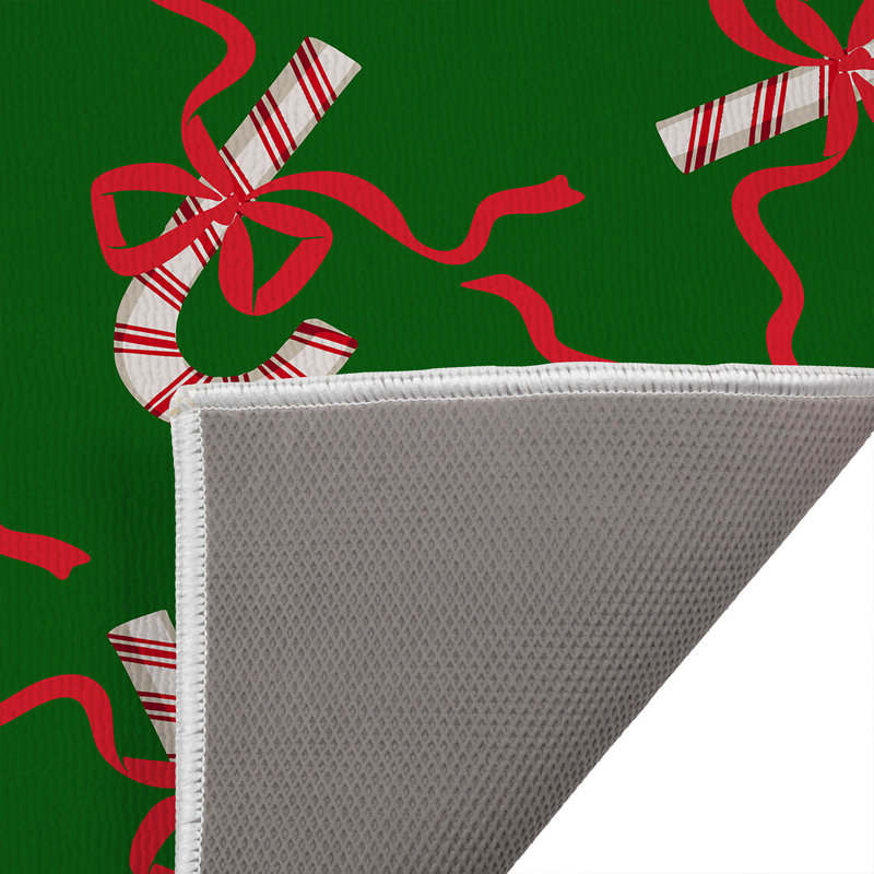 Tapis de bain Candycanes & Bows, Simple - L 24 po x l 17 po, Vert