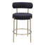 Chaises de comptoir hautes de 26 po - Revêtement moderne, pieds en laiton brossé, dossier bas rond pour salle de billard, salle à manger de cuisine de hauteur noire, (2