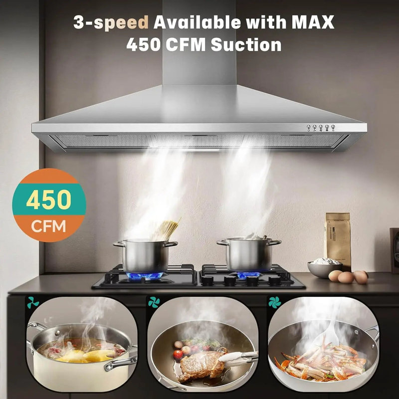 Hotte murale 36 pouces en acier inoxydable