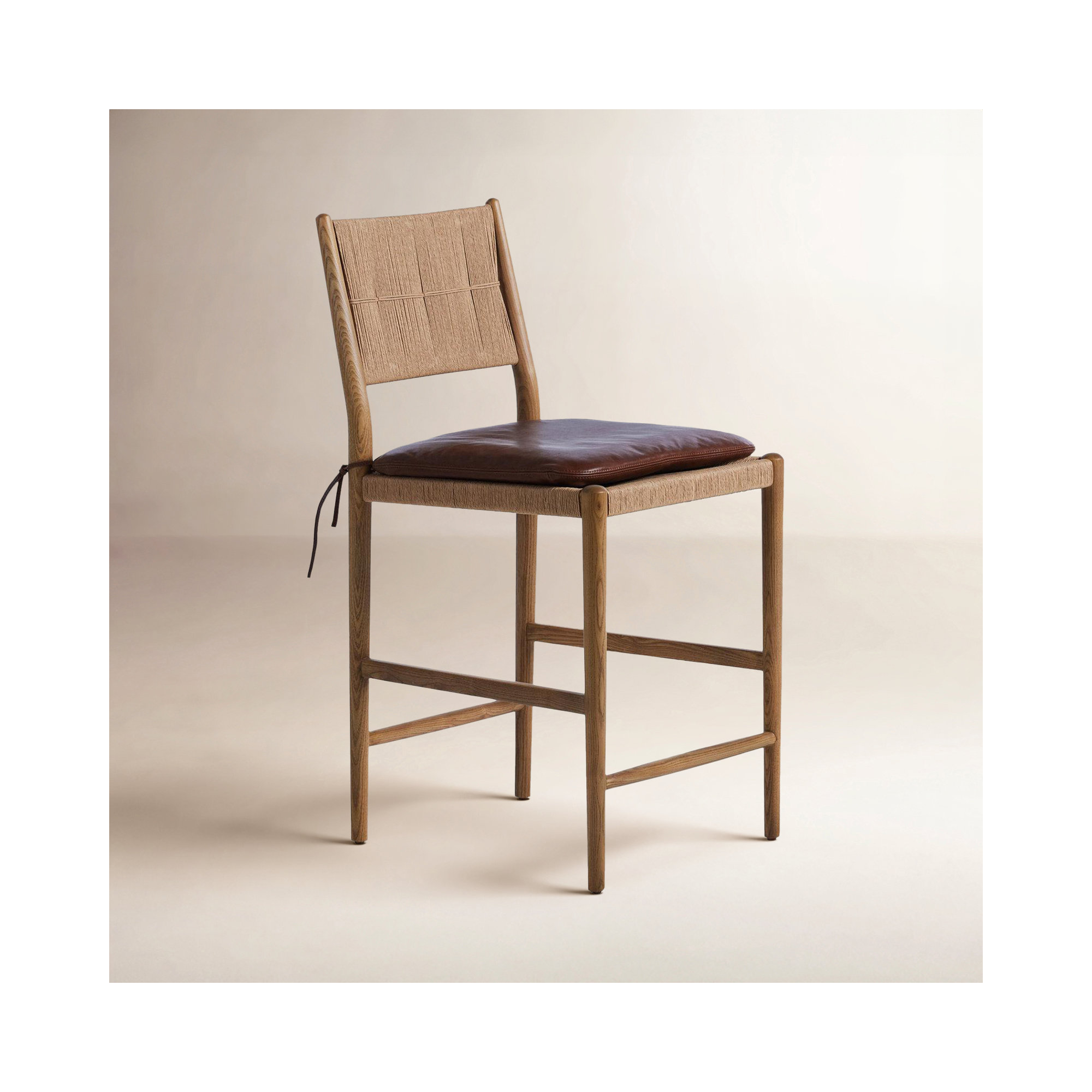 Dara Stool With Cushion, Counter Stool (25.08" Seat Height), Brown, Dark Brown