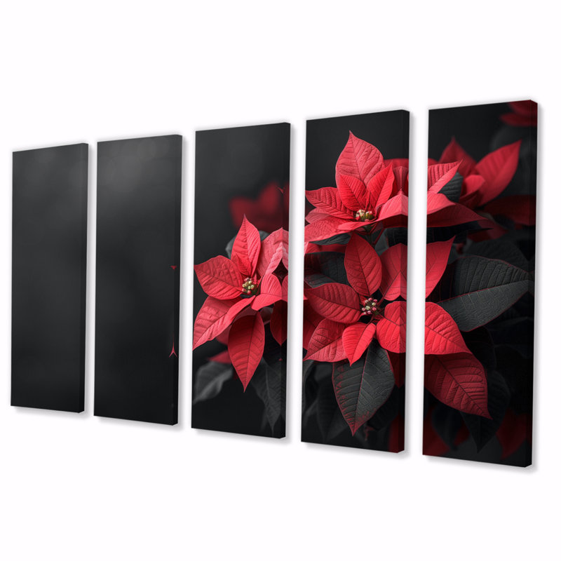 Ensemble d'art mural Glaude - Poinsettias, H 32 po x l 80 po