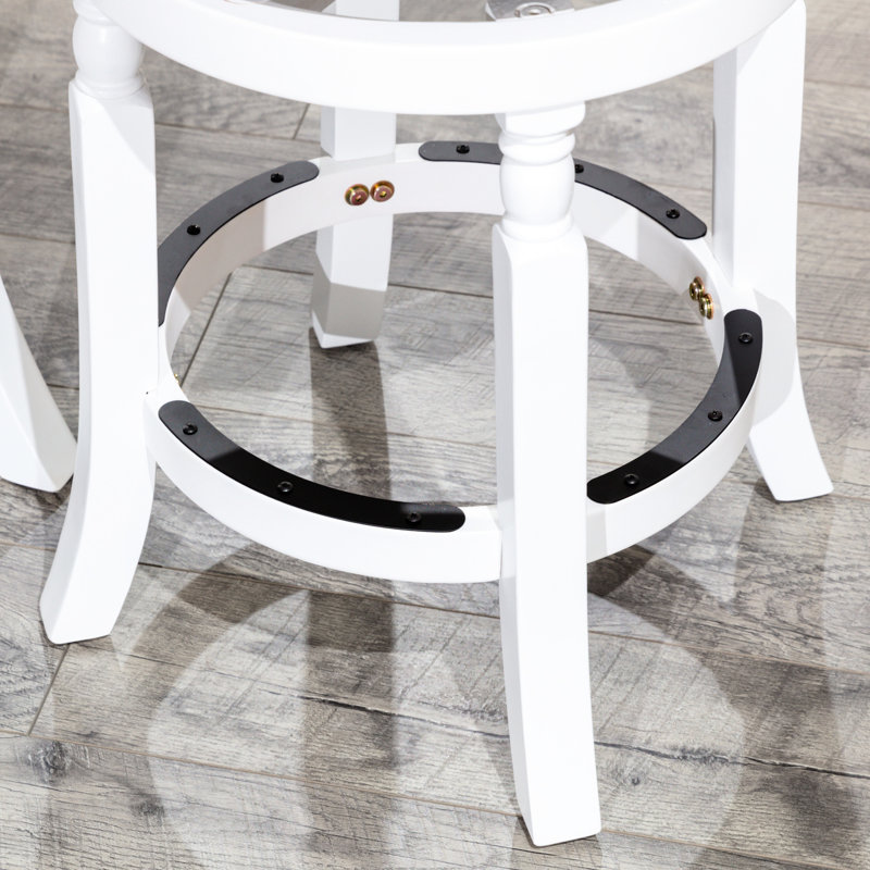 Tabouret de bar de 30 po, finition blanche et tissu gris anthracite, structure en bois franc, siège pivotant, rembourrage confortable, convient à un comptoir ou avec une structure solide en tissu, coussin de 2,5 po, utilisation