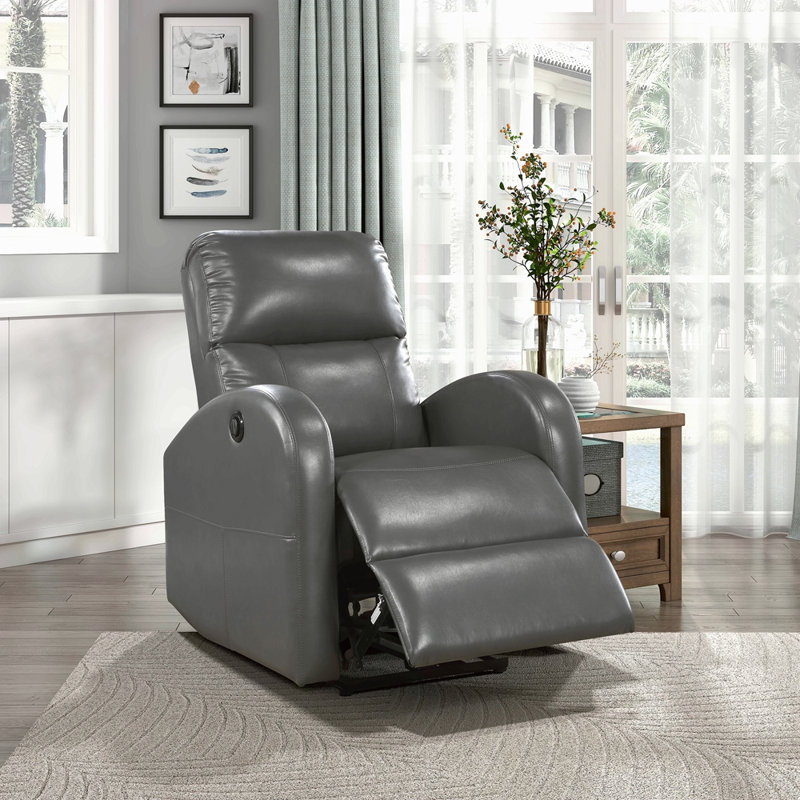 Fauteuil inclinable électrique 1pc recouvert de similicuir, Gris