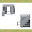 Lit mezzanine double avec garde-robe, bureau et tablettes-414554278