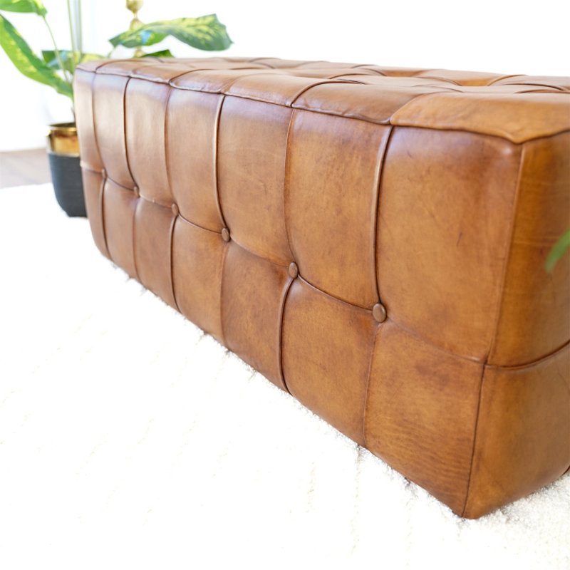 Banc en cuir brun clair Benjamin