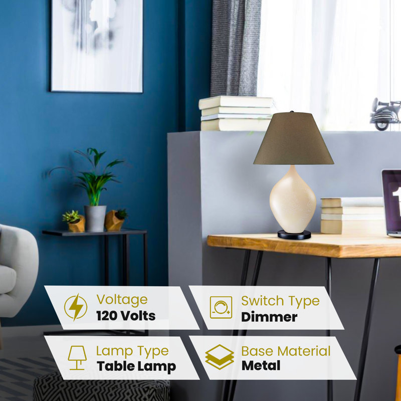 Annemore Lavery Ambience 1-Light Table Lamp - Elegant Cream Finish for Modern Sophistication