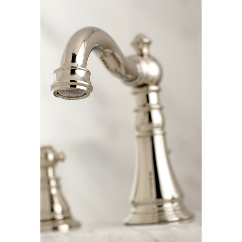 Kingston Brass English Classic Two-Handle 3-Hole Deck Mount Widespread Bathroom Faucet with Brass Pop-Up Drain