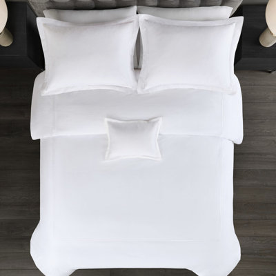 Full/Queen 500Tc Cotton Comforter , Elegant Embroidered Border, Down Alternative, Removable Duvet With Zipper & Inner Ties 500 Thread Count Full/Queen, Striped Design, , Cover Soothing Nights