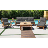 Huntington Outdoor 6 - Piece Teak Conversation Set
