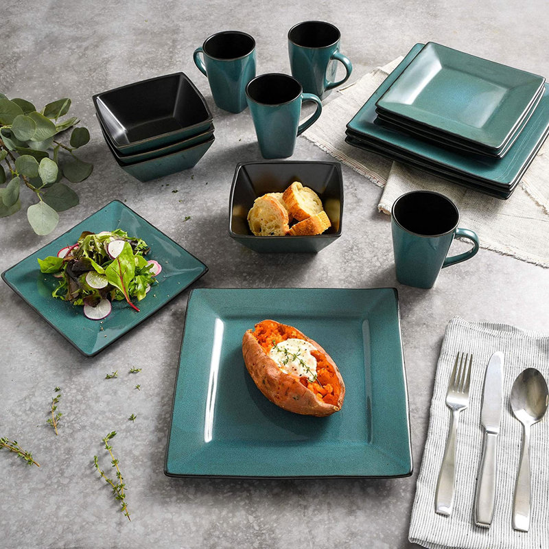 Kiesling 16 Piece Dinnerware Set, Blue