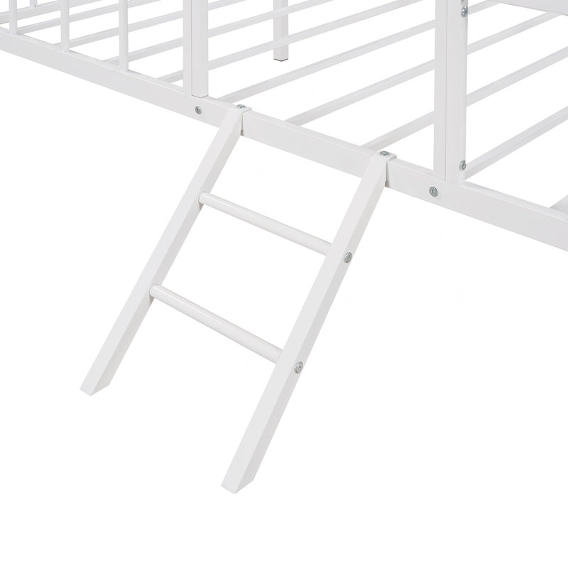 Structure de lit en métal pour lit simple avec support à lattes sans sommier blanc