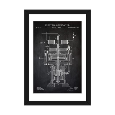 Patent Print Store Tesla Electric Generator, Black by Patent Print Store - Graphic Art