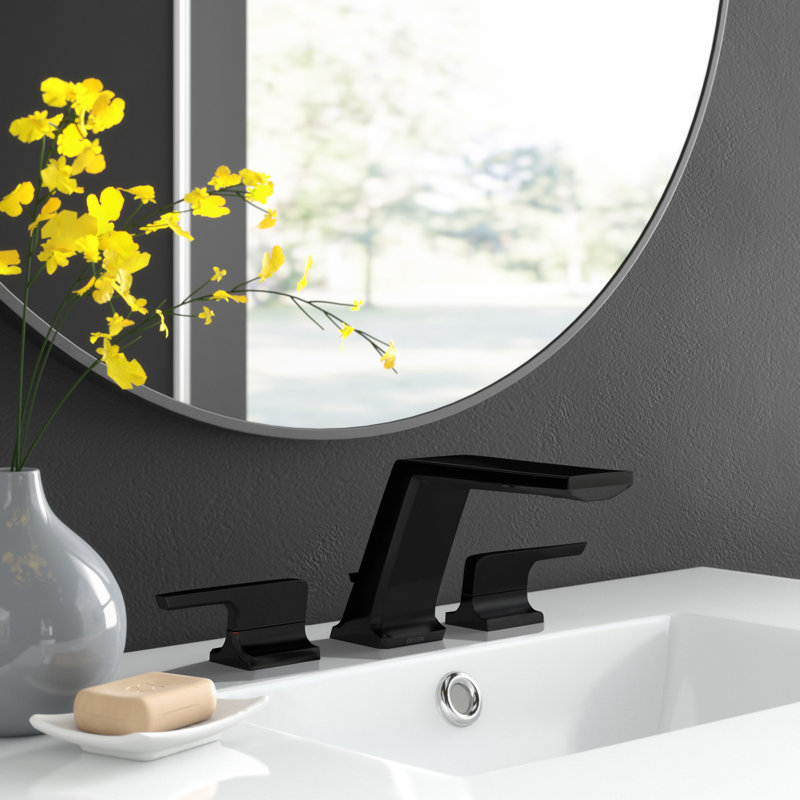 Pivotal Widespread Bathroom Faucet with Drain Assembly, Matte Black