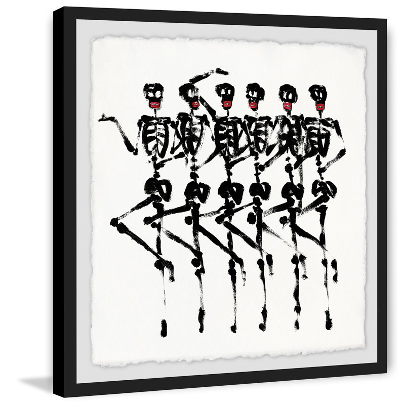 Squelette dansant - reproduction de cadre photo, H 18 po x l 18 po x P 1,5 po