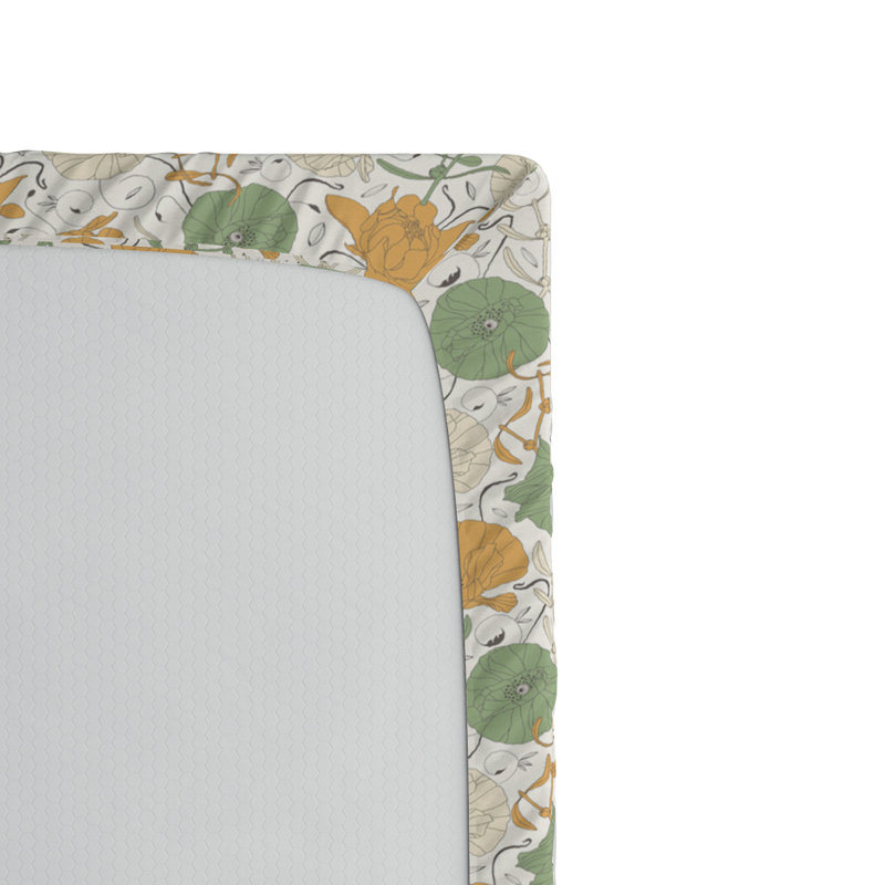 Microfiber Floral Fitted Sheet, Full Fitted Sheet, Orange/Green Floral 10