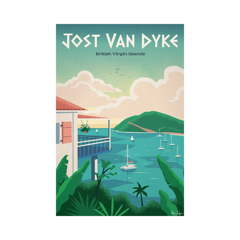 Jost Van Dyke - reproduction sur toile tendue, H 40 po x l 26 po x P 1,5 po