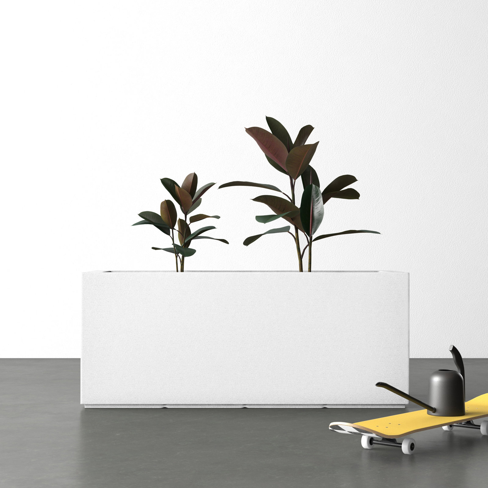 Gita Planter Box, White, 19" H x 46" W x 17" D