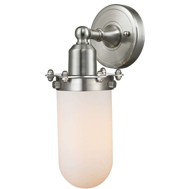 Applique murale à bras 1 lumière Mikell, Nickel satiné brossé, Ampoule DEL rétro à intensité réglable de 3 W