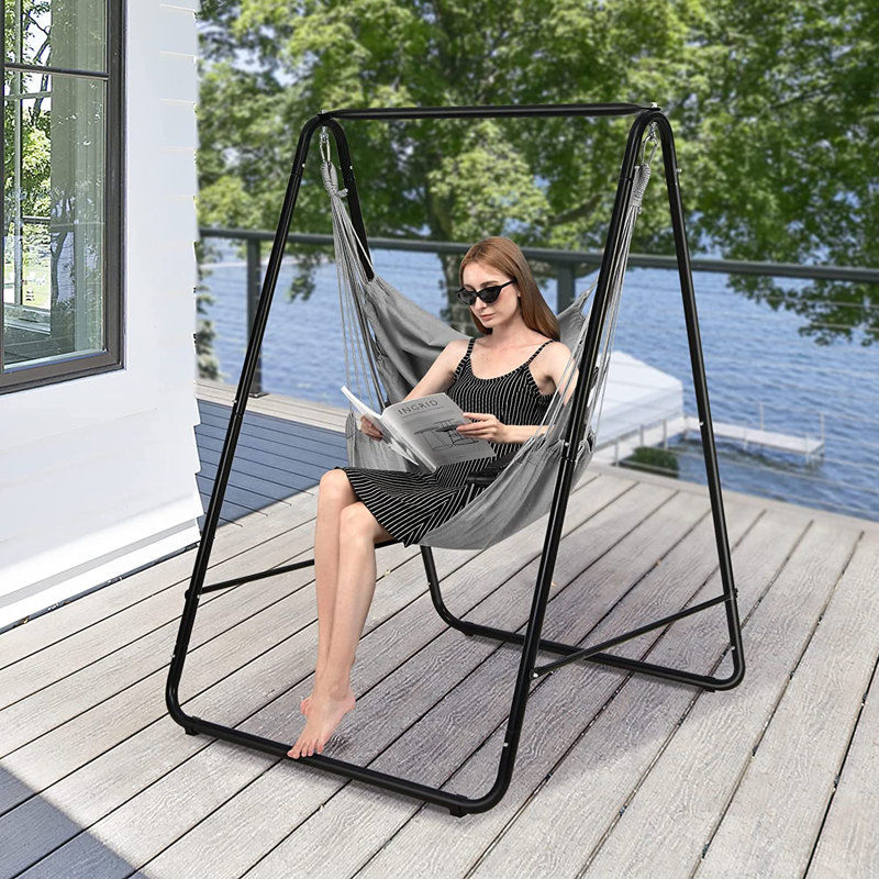 Amedeu Hanging Chair with Stand, Grey