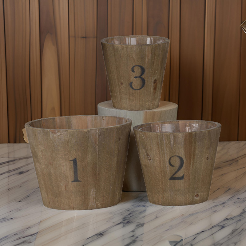 Ensemble de pots à fleurs en bois 3 pièces Bullard