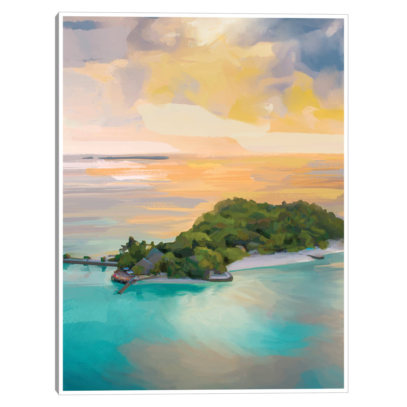 «Island Dream» par Studio Arts, reproduction d'art sur toile, L 36 po x H 36 po, Toile encadrée saturée blanche