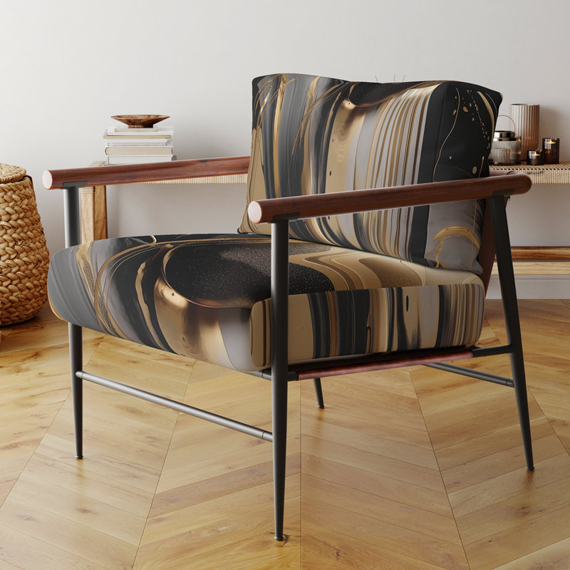 Fauteuil d'appoint rembourré doré et noir captivant IV, Noir