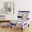 Fauteuil de chambre en velours à rayures blanches et bleues