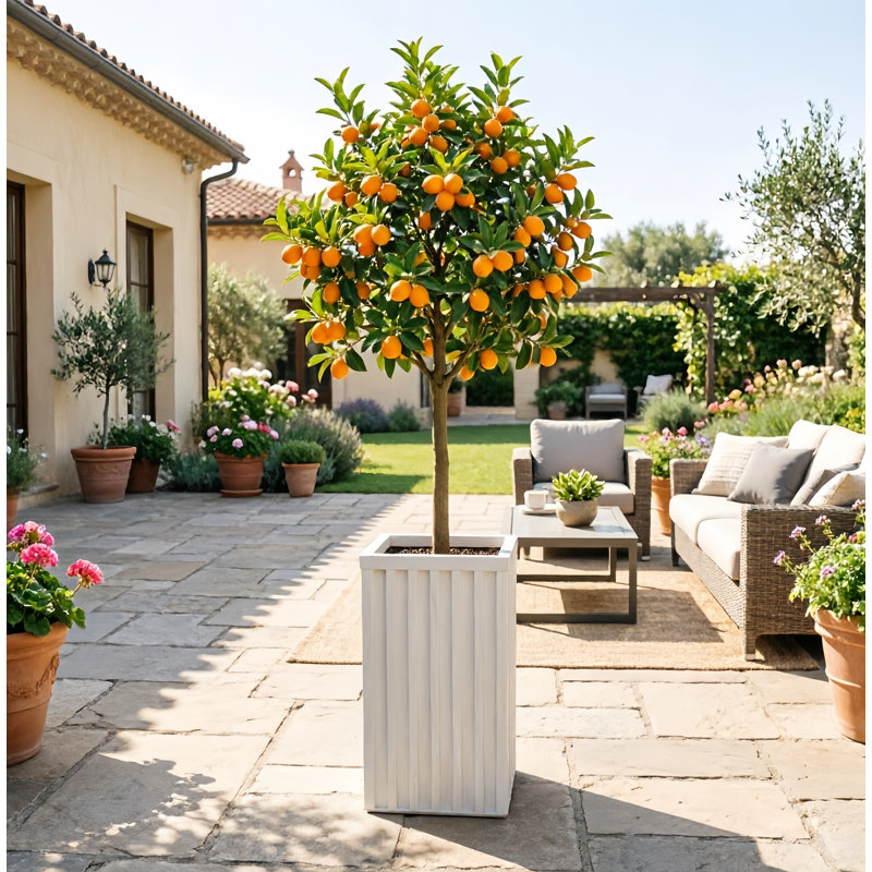 20 In. H X 10 In. W Square Aluminium Planter Pot, White