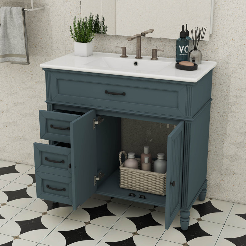 Meuble-lavabo 36 po avec lavabo 36 po, Bleu