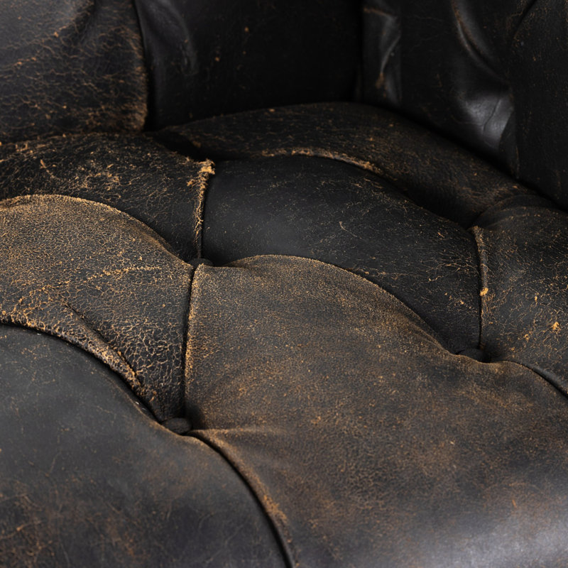 Maxx Sofa, Destroyed Black Top Grain Leather, 95"