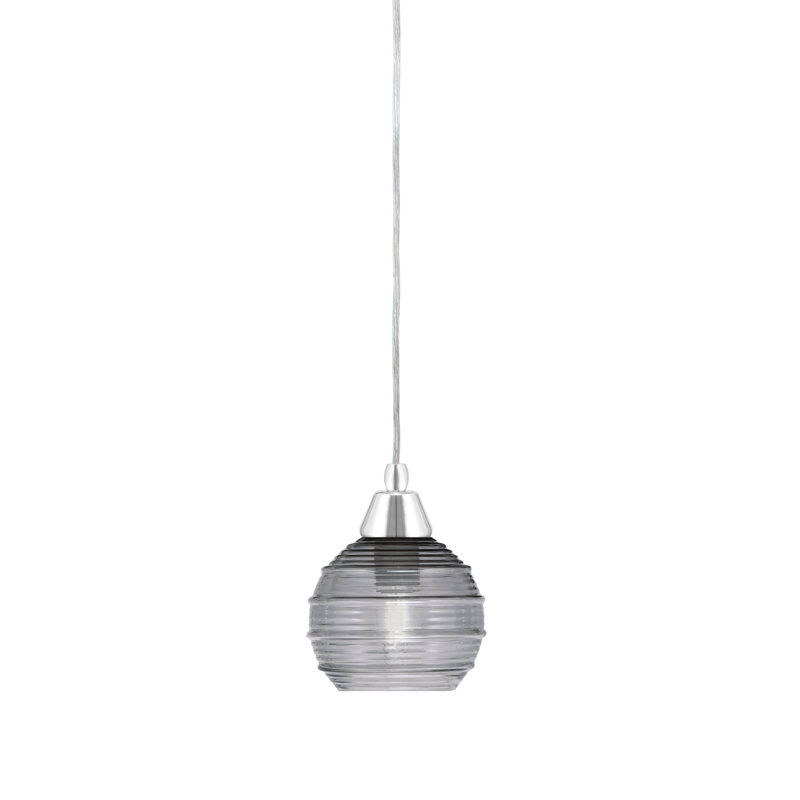 Luminaire suspendu à 1 lumière Any, Fumée, Noir / transparent, Chrome