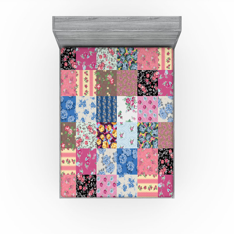 Ensemble de 2 draps-housse dégradés Ambesonne bleu sarcelle très clair bleu pâle et blanc, Patchwork multicolore