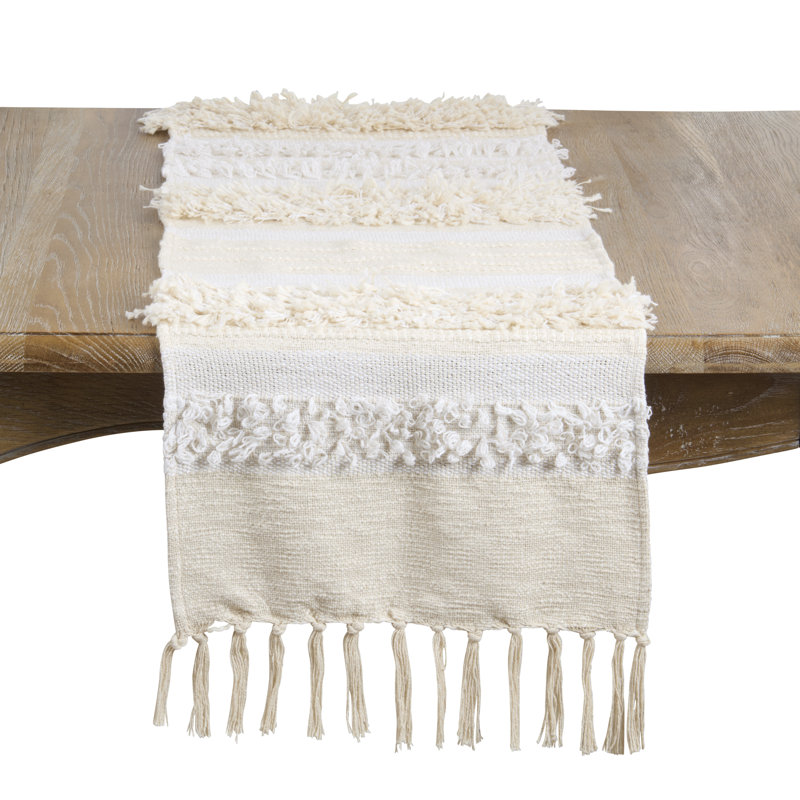 Chemin de table texturé à franges