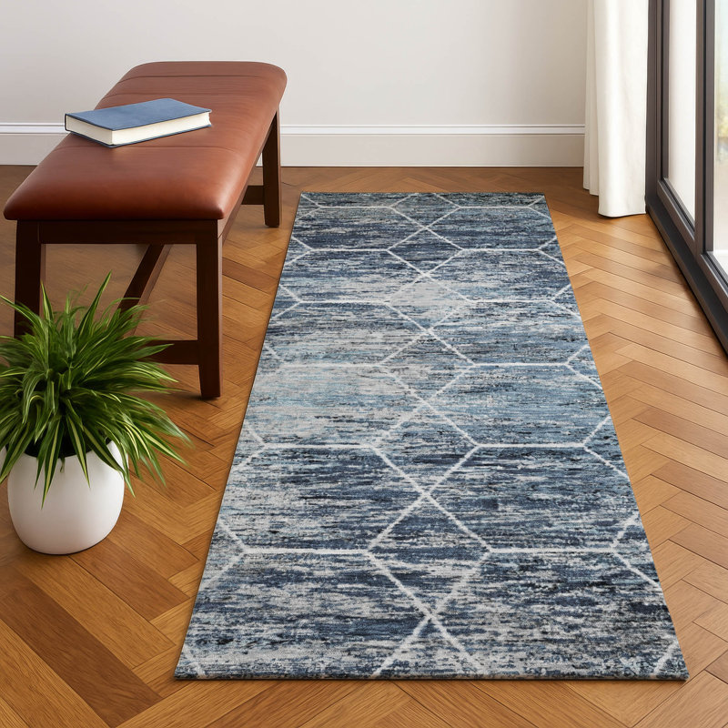 Premium Machine Washable Lubbers AMF1724 Geometric Rug, Runner 2'3" x 7'6"