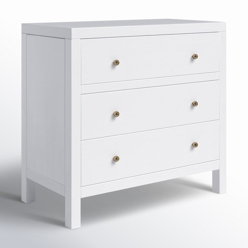 Commode 3 tiroirs Celine, Blanc texturé