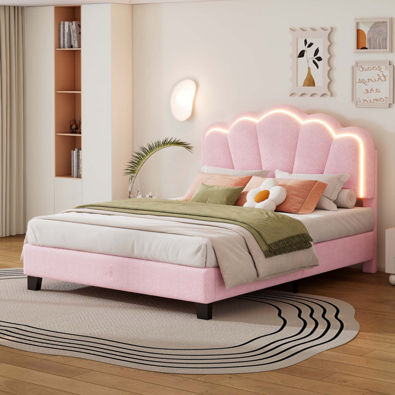 Lit tapissier en forme de fleur, Blanc, Lit simple